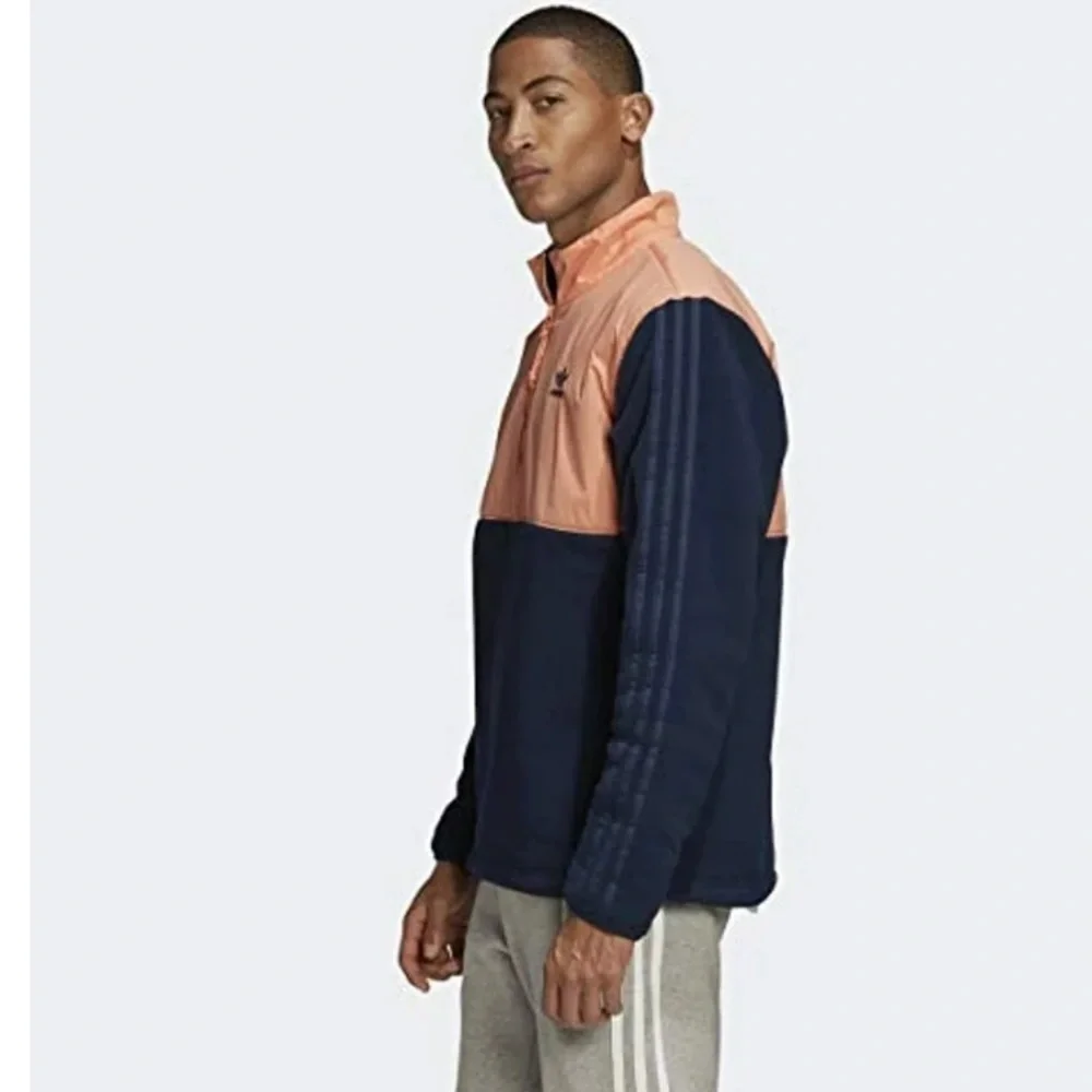adidas Winterized 1/2 Zip Top Collegiate Navy/Chalk Coral Fleece Jacket SZ L